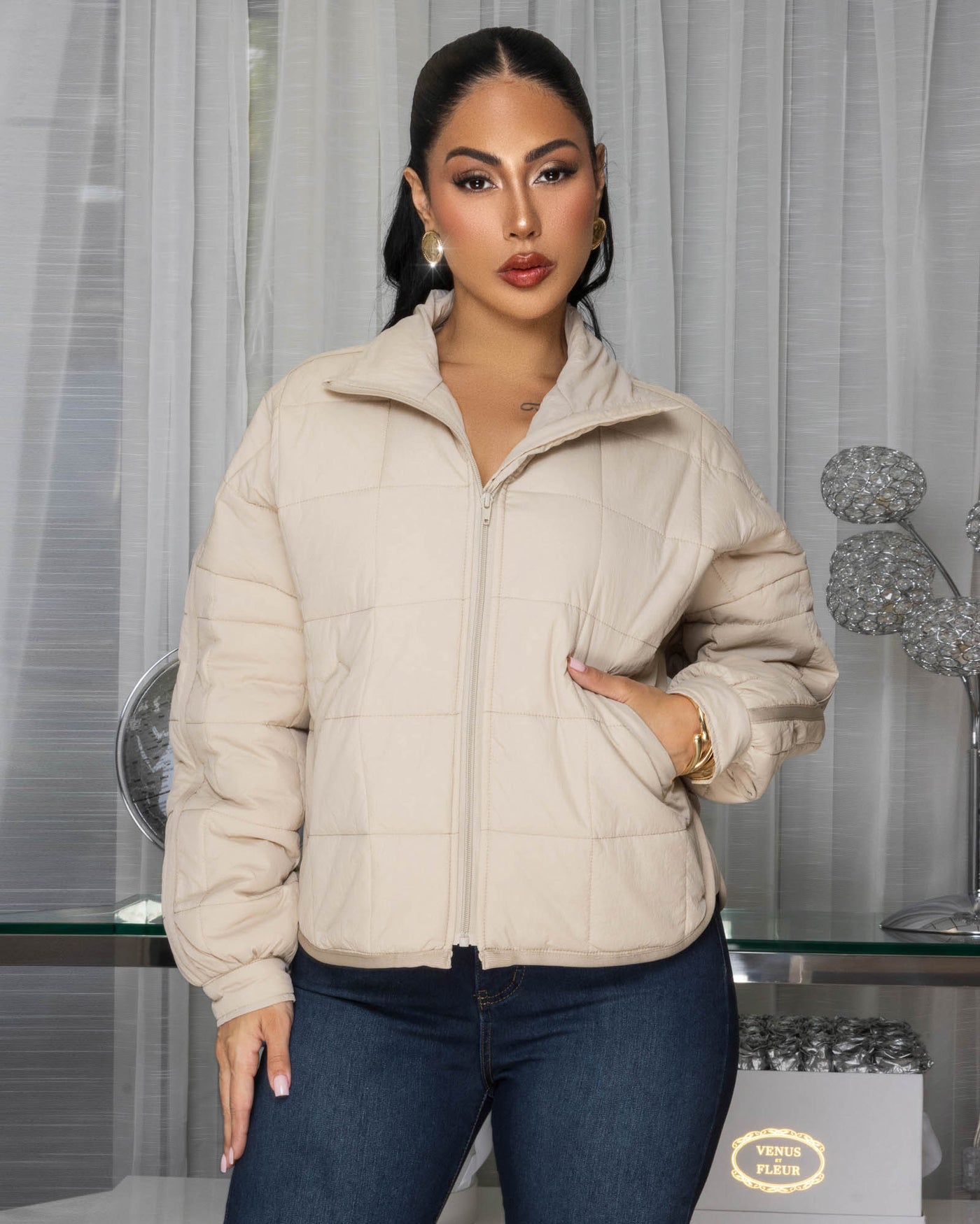 Zelina Cream Puffy Jacket