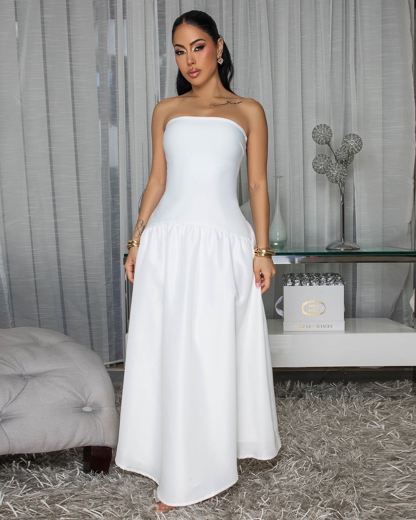 white maxi bandage dress A NIGHT OUT BANDAGE MAXI DRESS IN WHITE