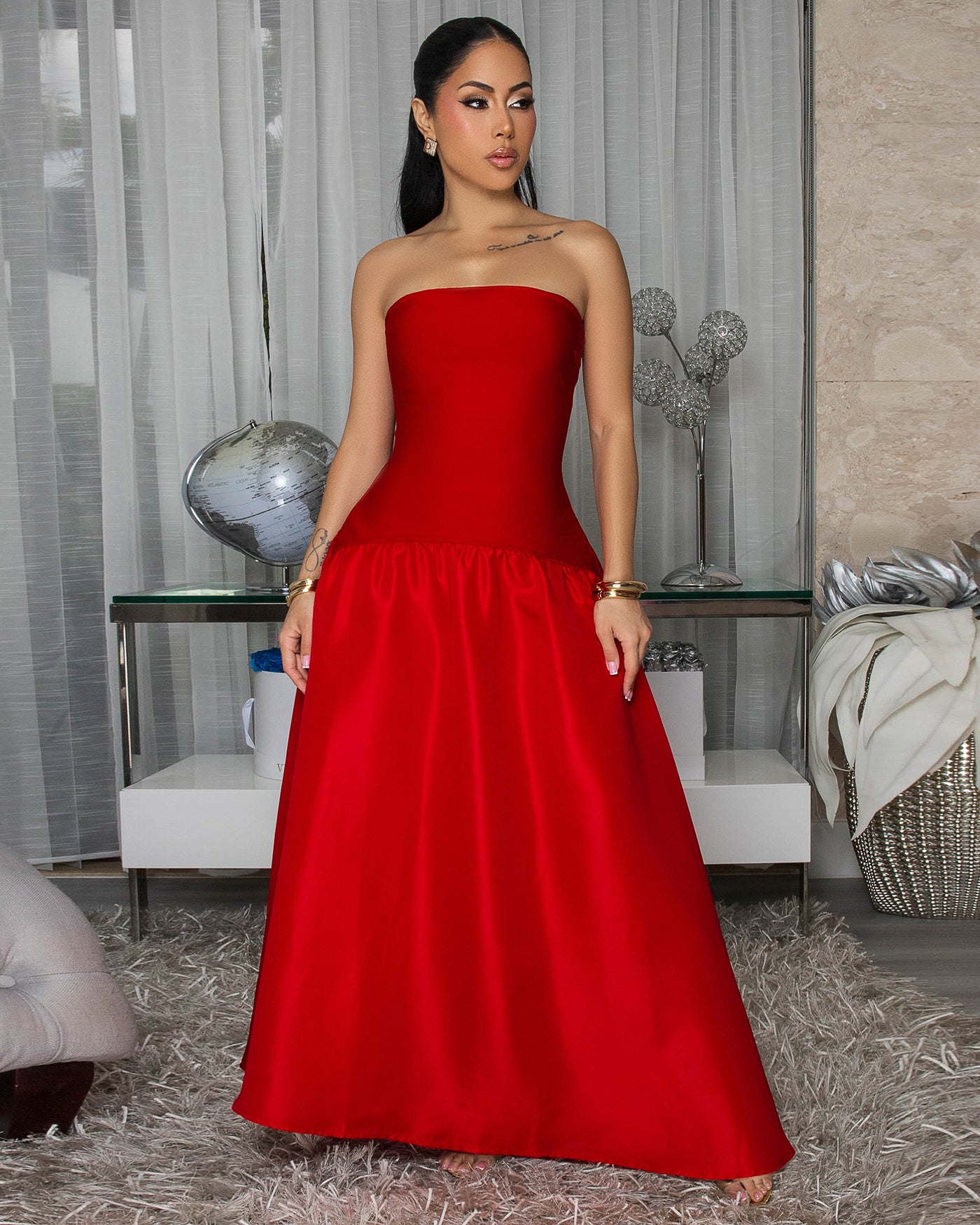 red strapless bandage dress Women' Summer Dress Strapless Bowknot-Side Bandage by Wolddress Party