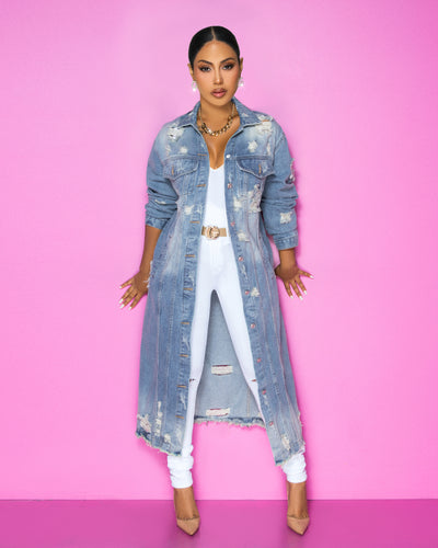 Santiaga Wash Denim-Distressed Long Jacket (11/5/2025)