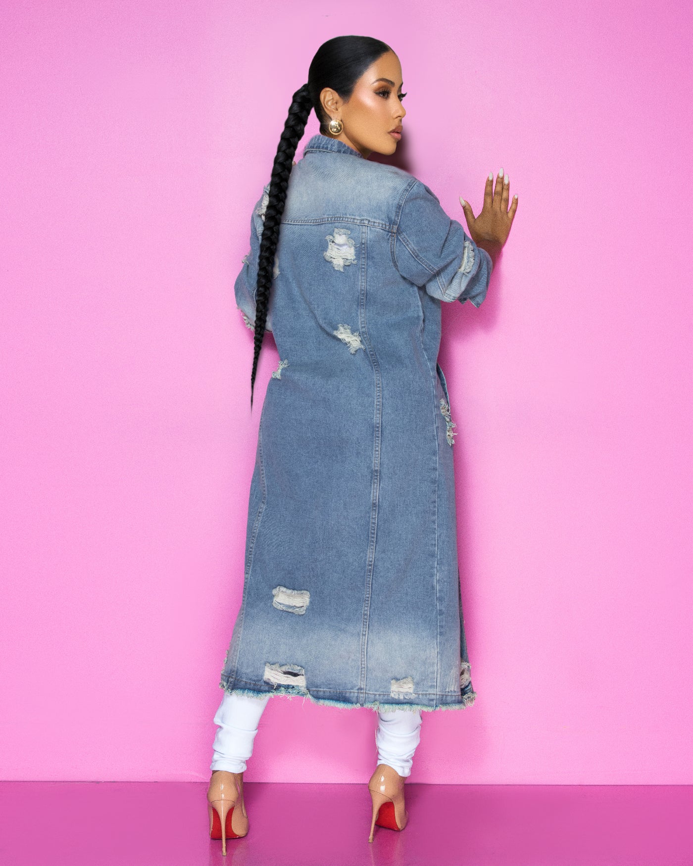 Santiaga Wash Denim-Distressed Long Jacket (11/5/2025)