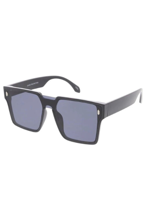 Coralie Black Large Frame Rectangular Sunglasses