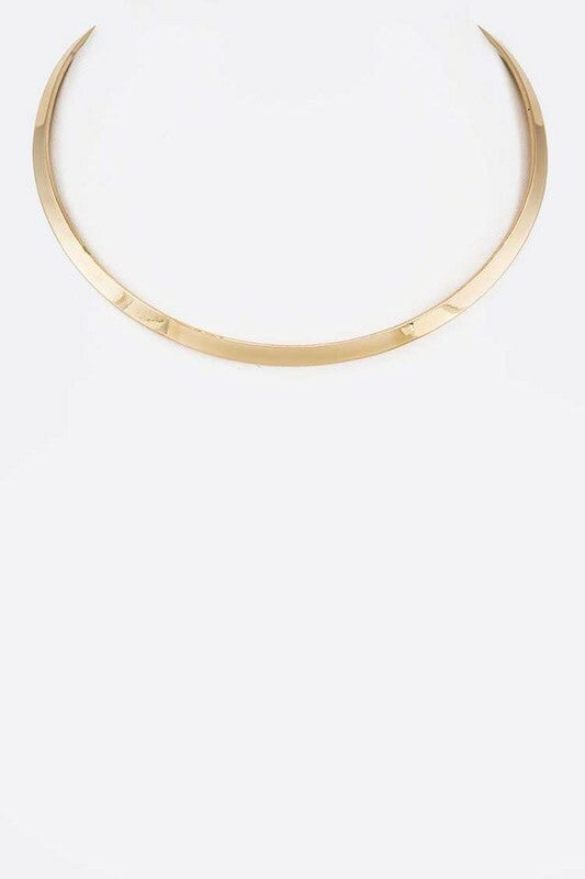 *Karla Gold Polished Metal Collar Necklace