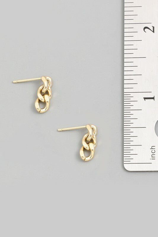 *Cynn Gold Mini Chain Stud Earrings