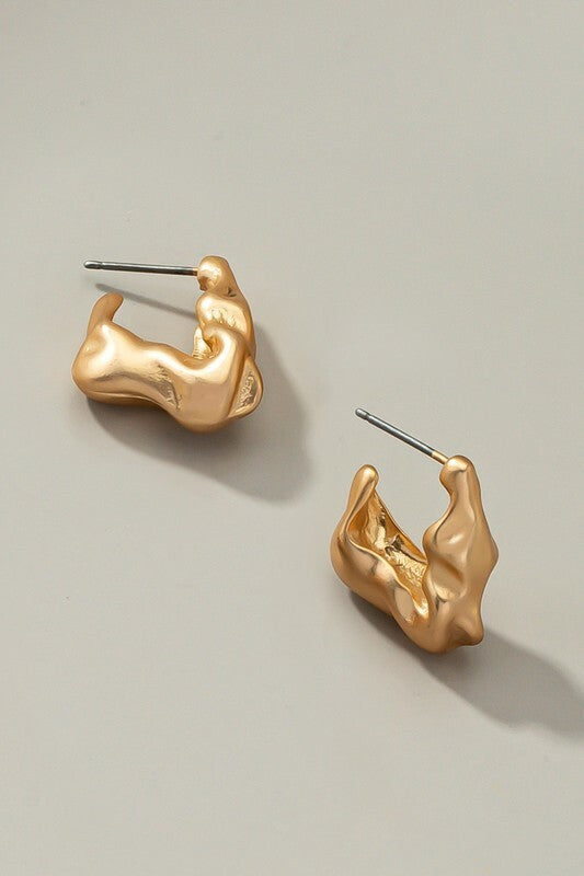 Blum Hammered U Shape Huggie Hoop Earrings