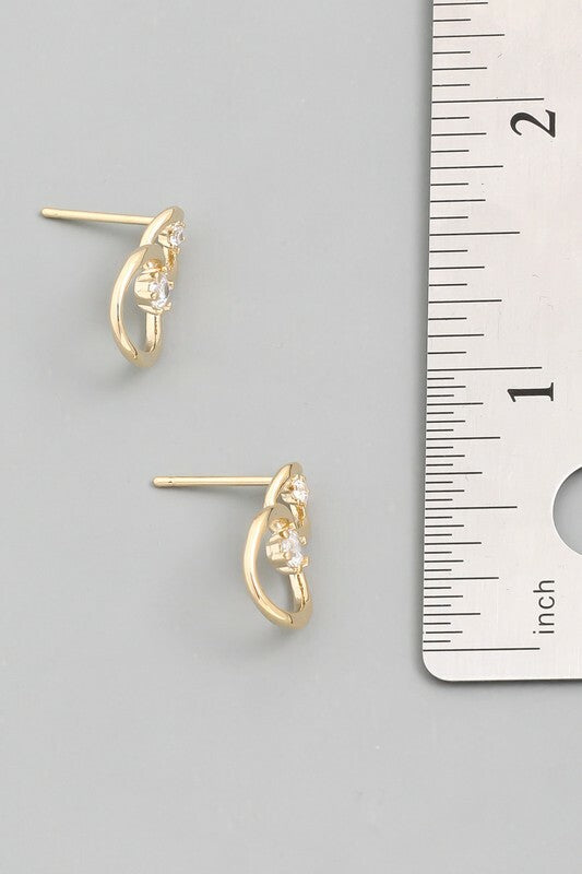 Shonna Mini Chain Link Studs with Rhinestones Earrings