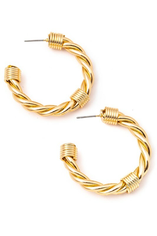 Saylor Gold Wire Twist Hoop Earrings