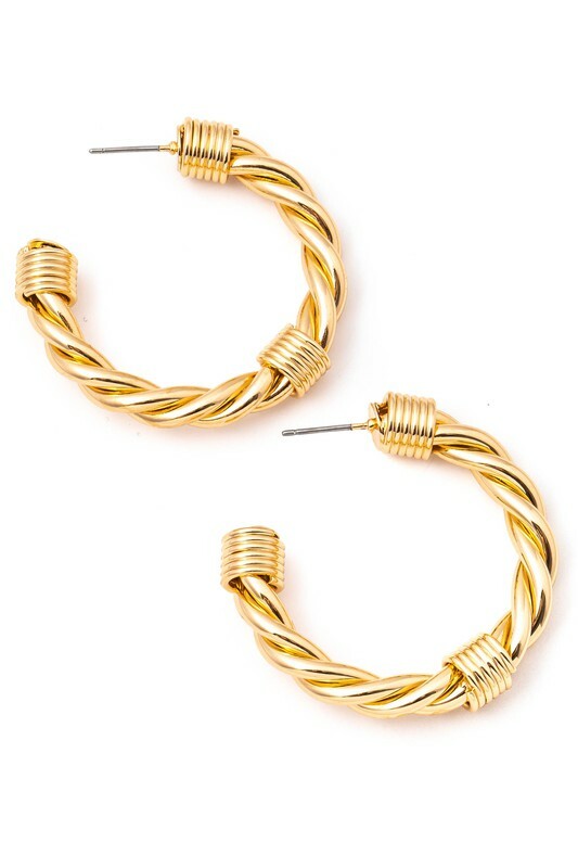 *Saylor Gold Wire Twist Hoop Earrings