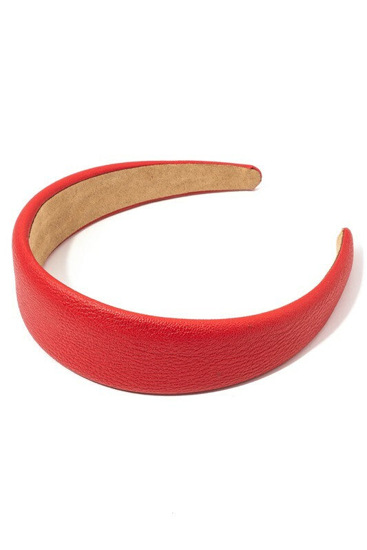 *Alexis Red Faux Leather Simple Headband