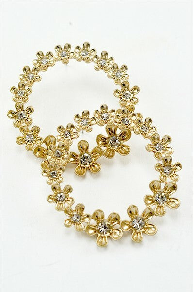 *Kelley Golden Round Flower Hoop Earrings