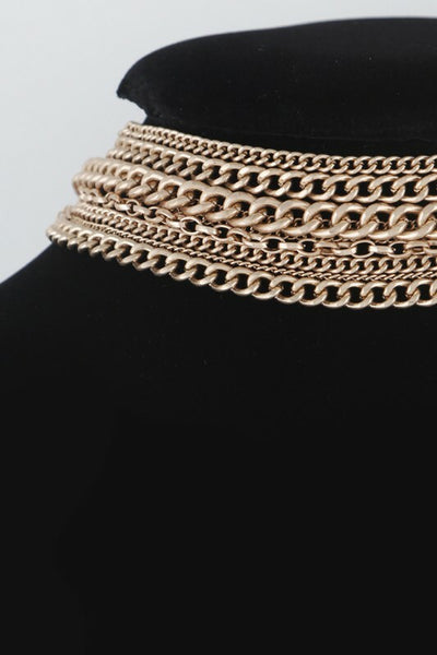 Matty Gold Multi Link Chain Choker Necklace