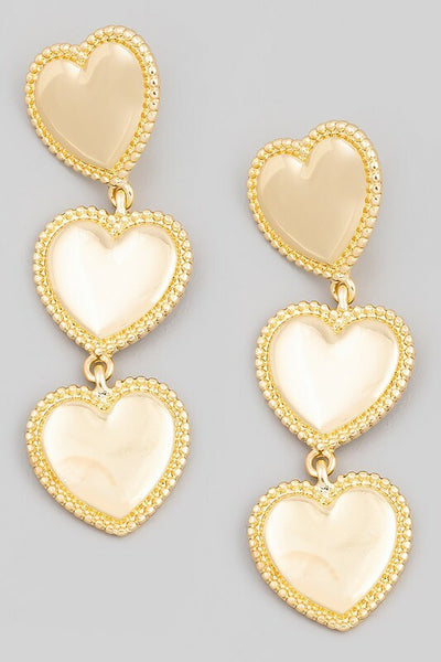 Dean Gold Metallic Heart Link Dangle Earrings