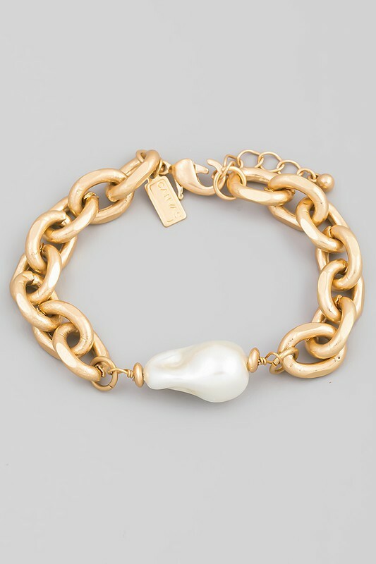 Lane Gold Pearl Charm Chain Bracelet