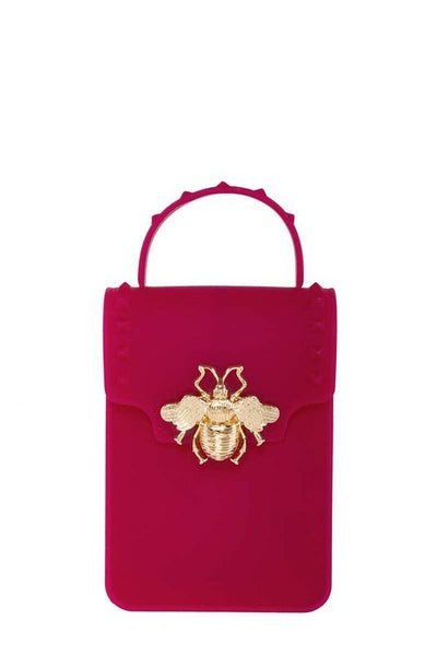 Stephany Magenta Gold Bee Decorated Rectangular Jelly Bag