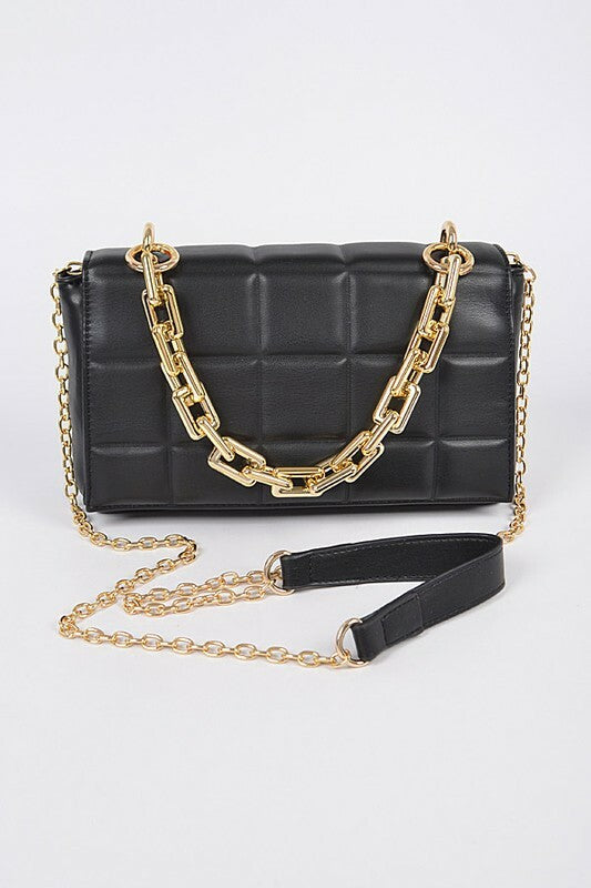 *Chloe Black Square Quilted Cross Body Bag