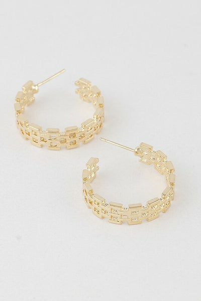 *Kenza Gold Double Melted Chain Hoop Earrings