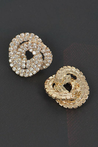 Marianna Gold Rhinestone Button Earrings