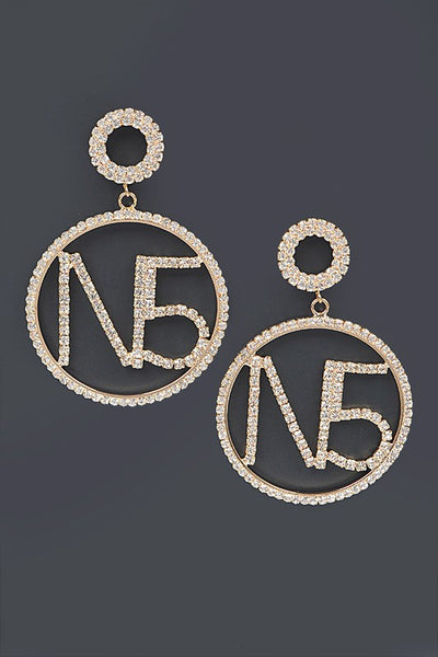 No5 Gold Pavé Dangle Earrings