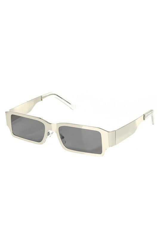 *Neo Silver Retro Rectangle Sunglasses