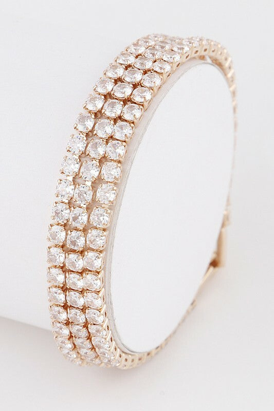 *Artie Three Row Rhinestones Tennis Bracelet