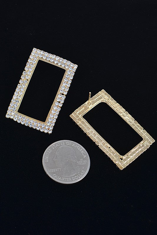 Dorit Rectangle Rhinestone Stud Earring