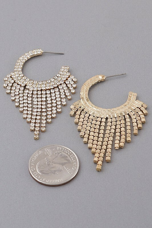 *Amy Diamond Drop Hoop Earrings