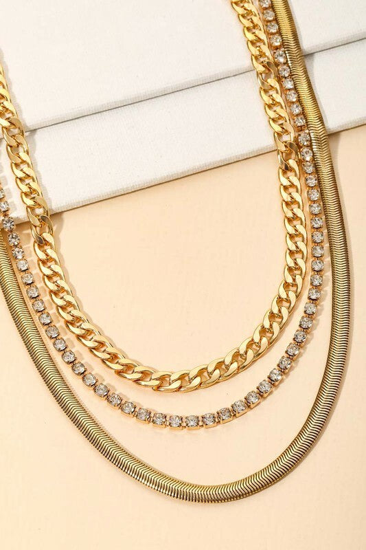 *Allison Herringbone Chain Link Layered Necklace
