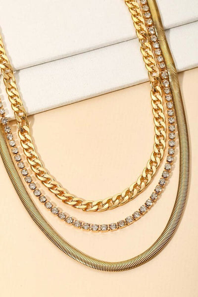 Allison Herringbone Chain Link Layered Necklace