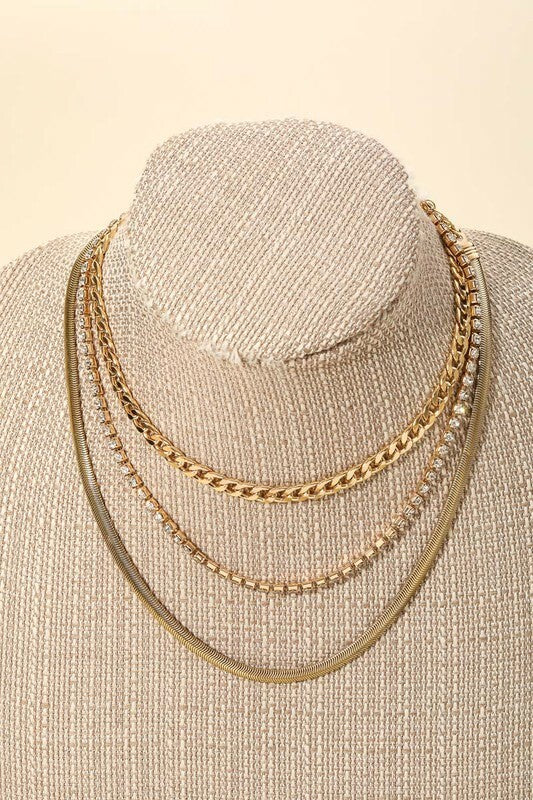 *Allison Herringbone Chain Link Layered Necklace