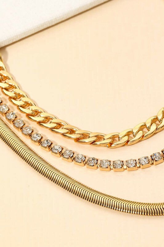 *Allison Herringbone Chain Link Layered Necklace