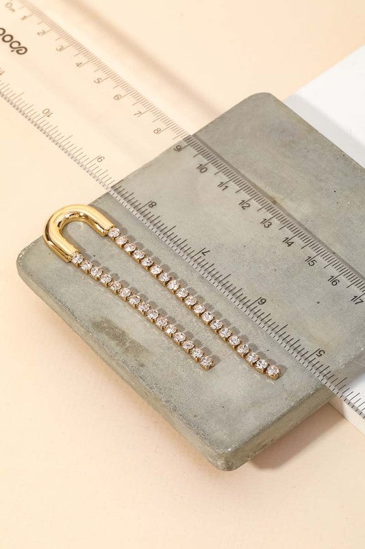 Taylor U Shape Rhinestone Fringe Dangle Earrings