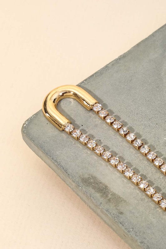 Taylor U Shape Rhinestone Fringe Dangle Earrings