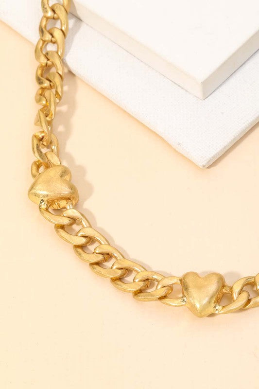 Nikka Gold Triple Heart Charm Chain Necklace