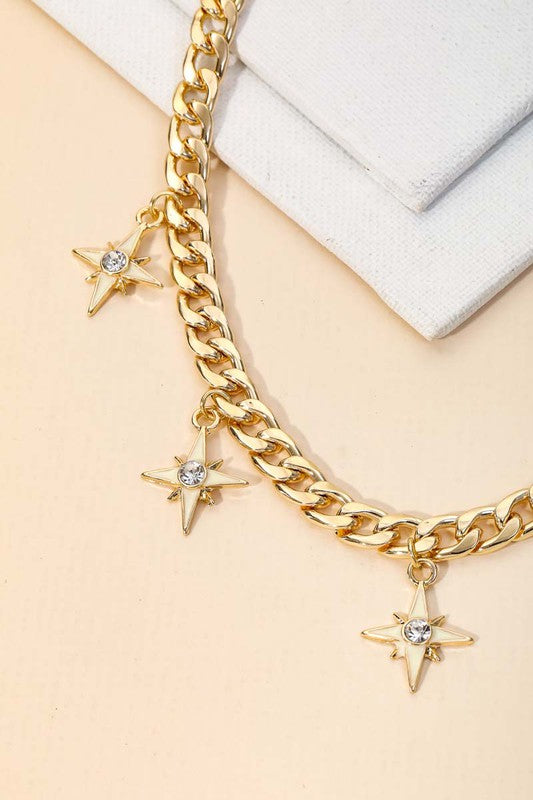 Juniper Rhinestone Star Curb Chain Necklace