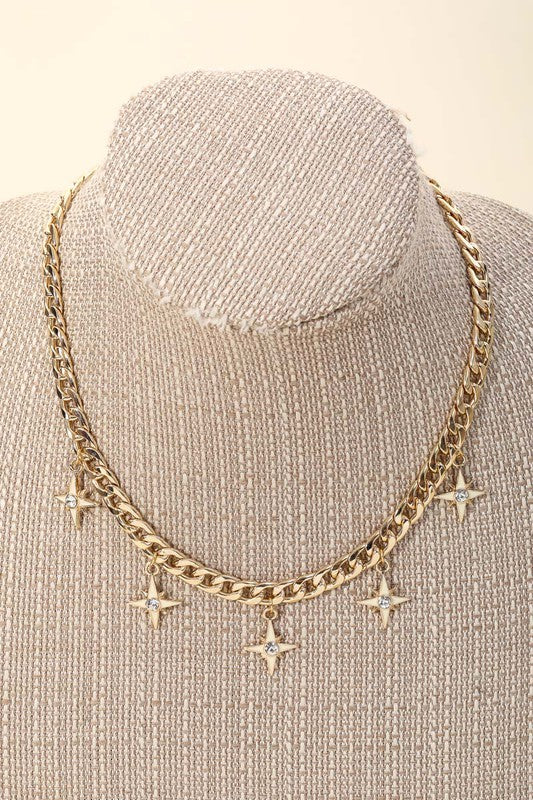 Juniper Rhinestone Star Curb Chain Necklace