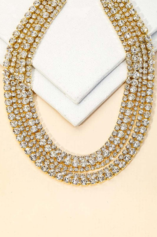 *Fatima Rhinestone Chain Layered Necklace