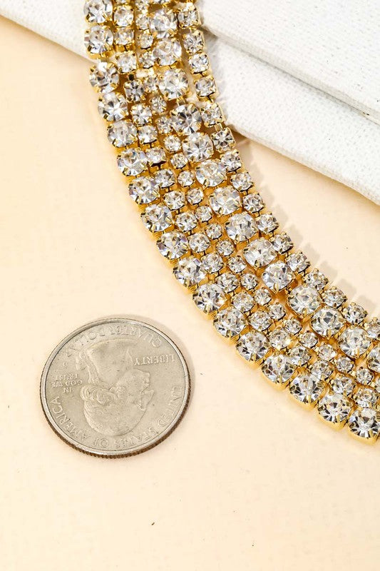 Fatima Rhinestone Chain Layered Necklace
