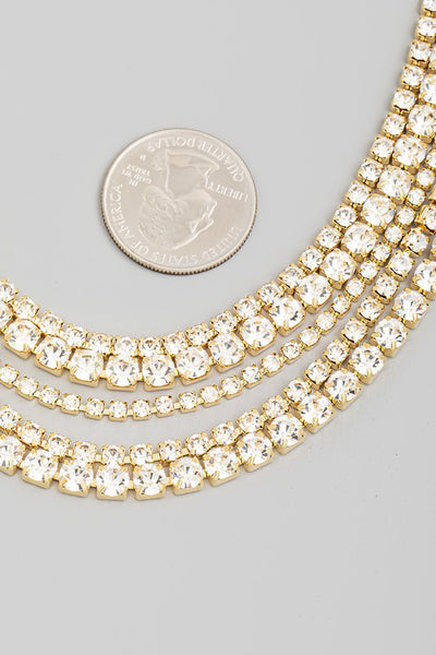 Dania Gold Rhinestone Chain Layered Necklace