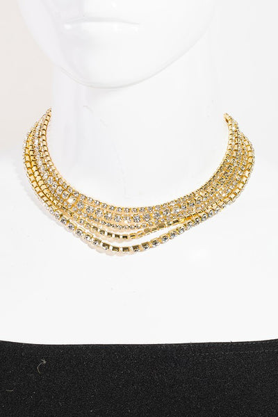 Dania Gold Rhinestone Chain Layered Necklace