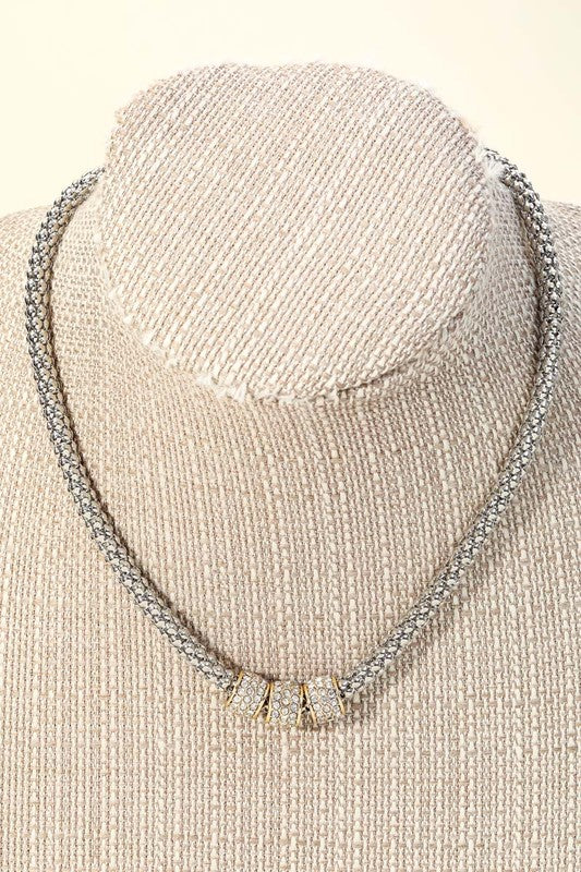 *Sonia Bead Chain Triple Ring Charm Necklace