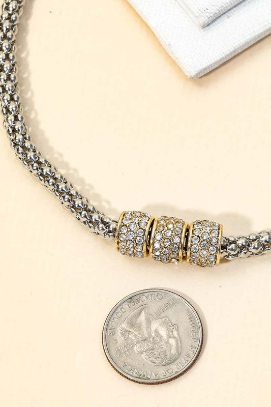 *Sonia Bead Chain Triple Ring Charm Necklace