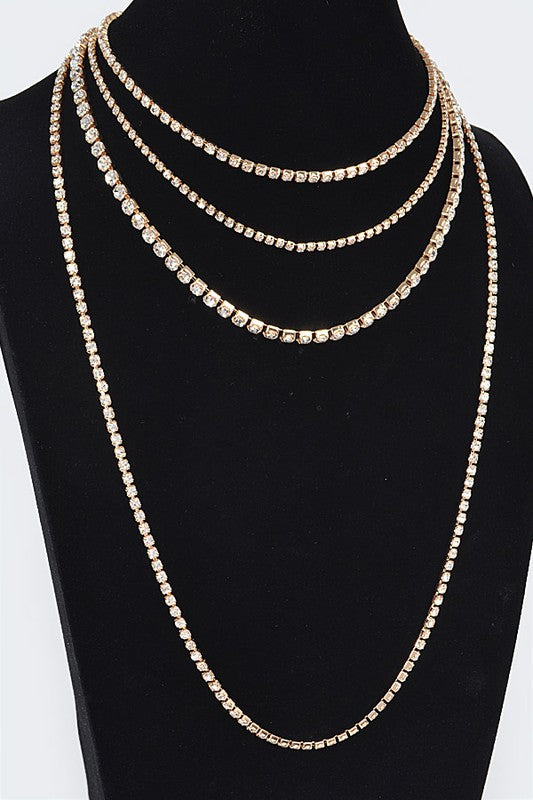 Sylvana Gold Rhinestone Multi-layer Necklace