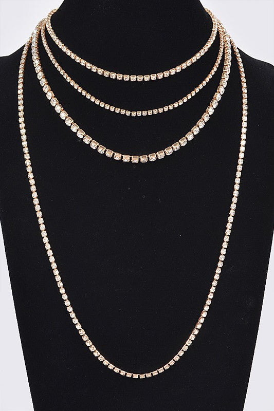 Sylvana Gold Rhinestone Multi-layer Necklace