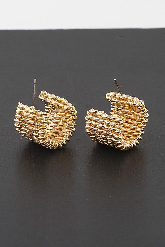 Rebecca Gold Twisted Chain Hoop Earrings