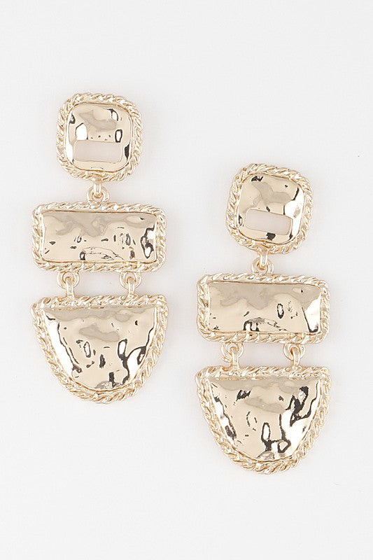 Koralyn Gold Hammered Shape Drop Earring