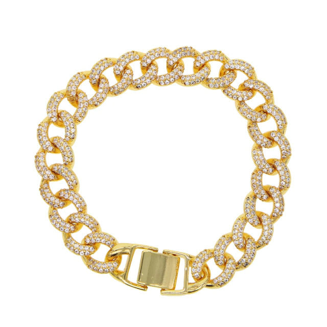 Pablo Gold Pave Cz Thick Chain Bracelet