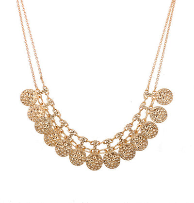 *Lanez Golden Coins Statement Necklace