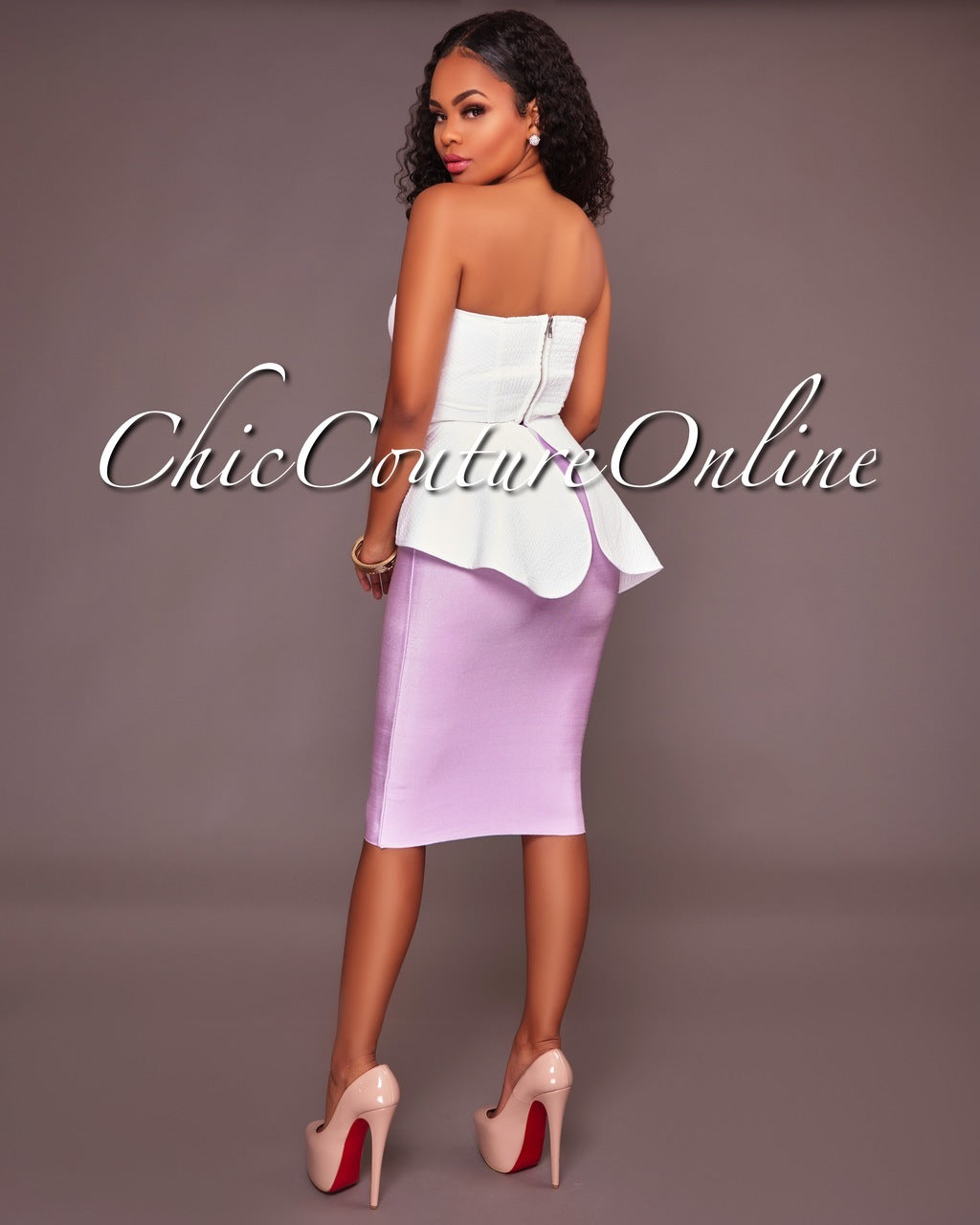 *Lizeth Lilac Elastic Body-Con Skirt
