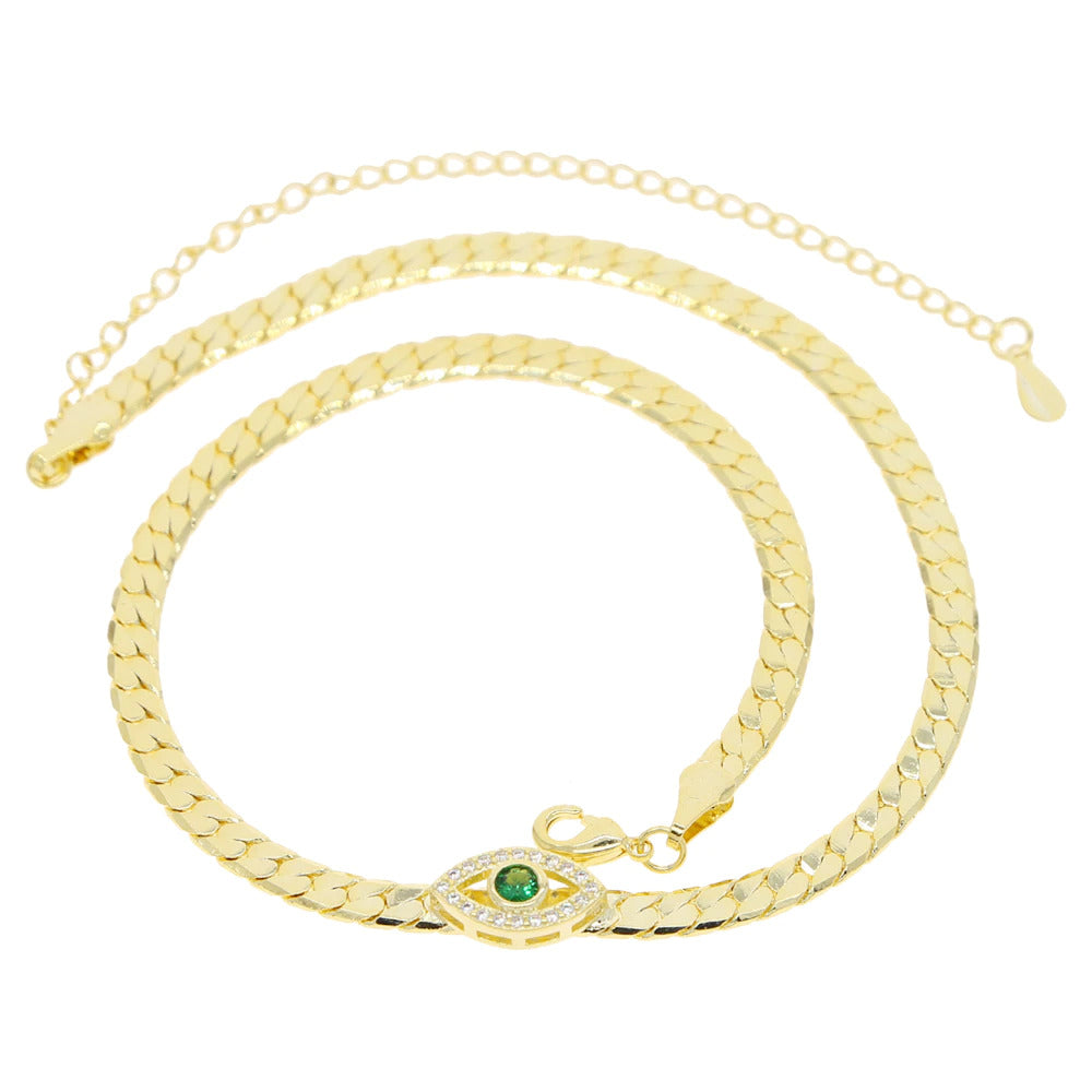 *Jenny Gold Evil Eye Rhinestones Choker Necklace