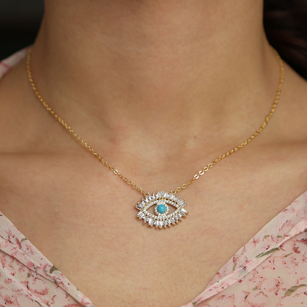 Mariano Gold Blue Evil Eye Charm Necklace